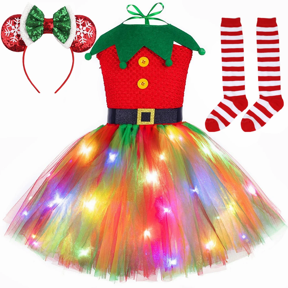 Elf Costume Christmas - Christmas Tutu Dress Red Green Tulle